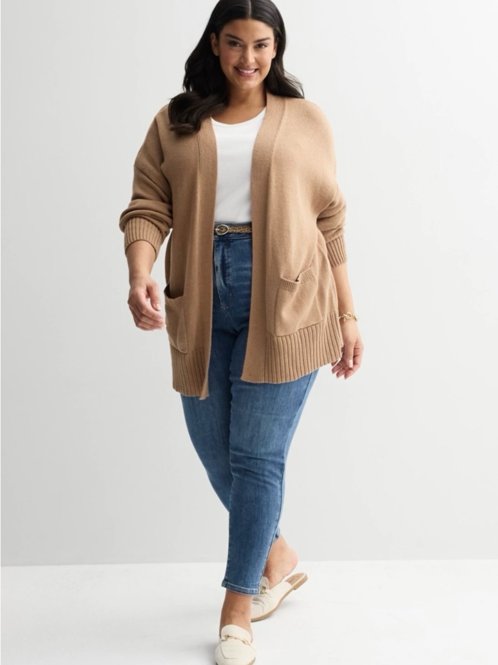 Sonoma Brown Open-Front Women's Cardigan - Picture 5 of 7